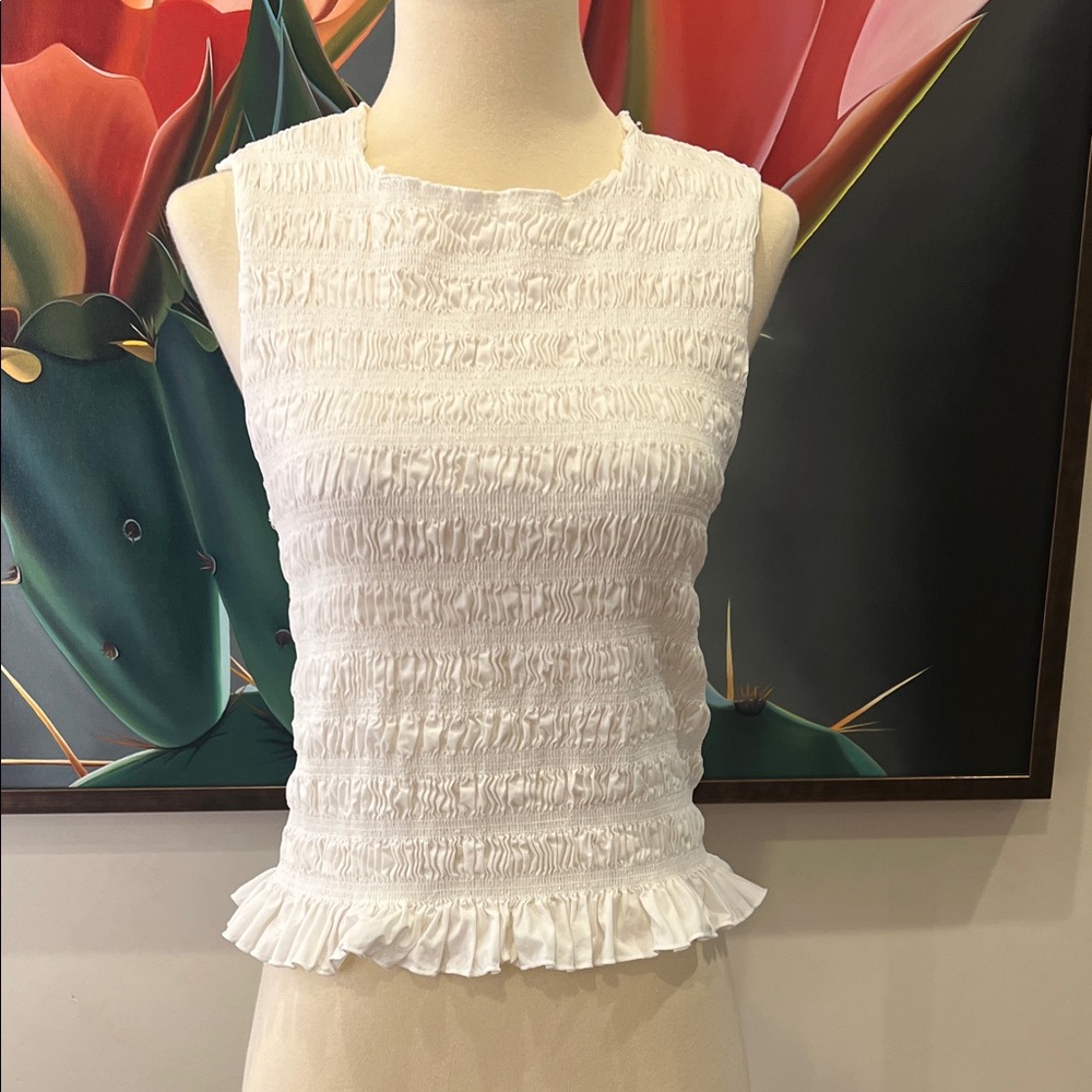 Pistola Phoebe Sleeveless Smocked Stretch Cotton Tank